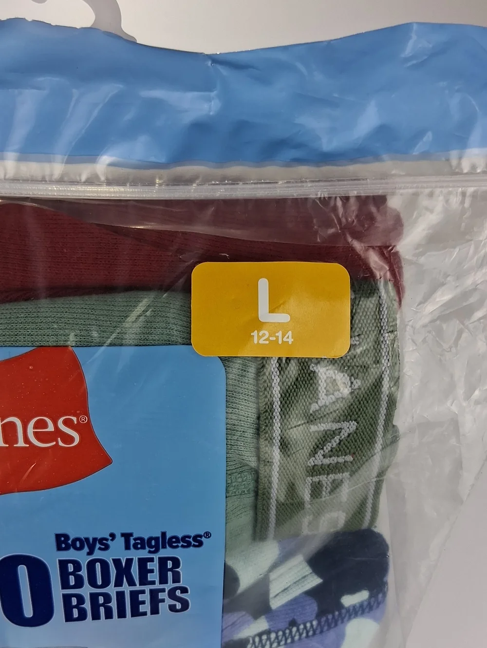 Boys Hanes 10 Pack Boxer Briefs Size Large (12-14) Solid And Camo Prints NWT